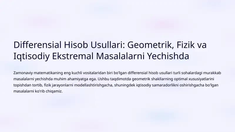 Differensial Hisob Usullari