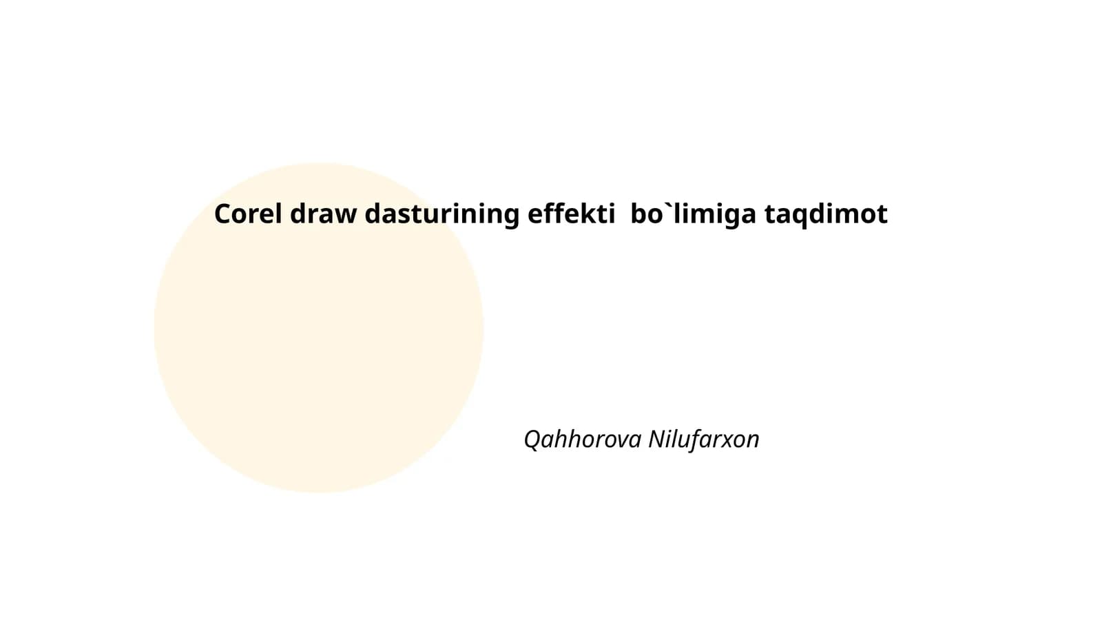 Corel draw dasturining effekti bo`limiga taqdimot