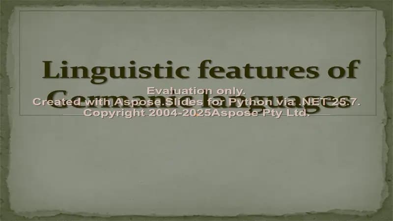 Linguistic features of Germanic languages