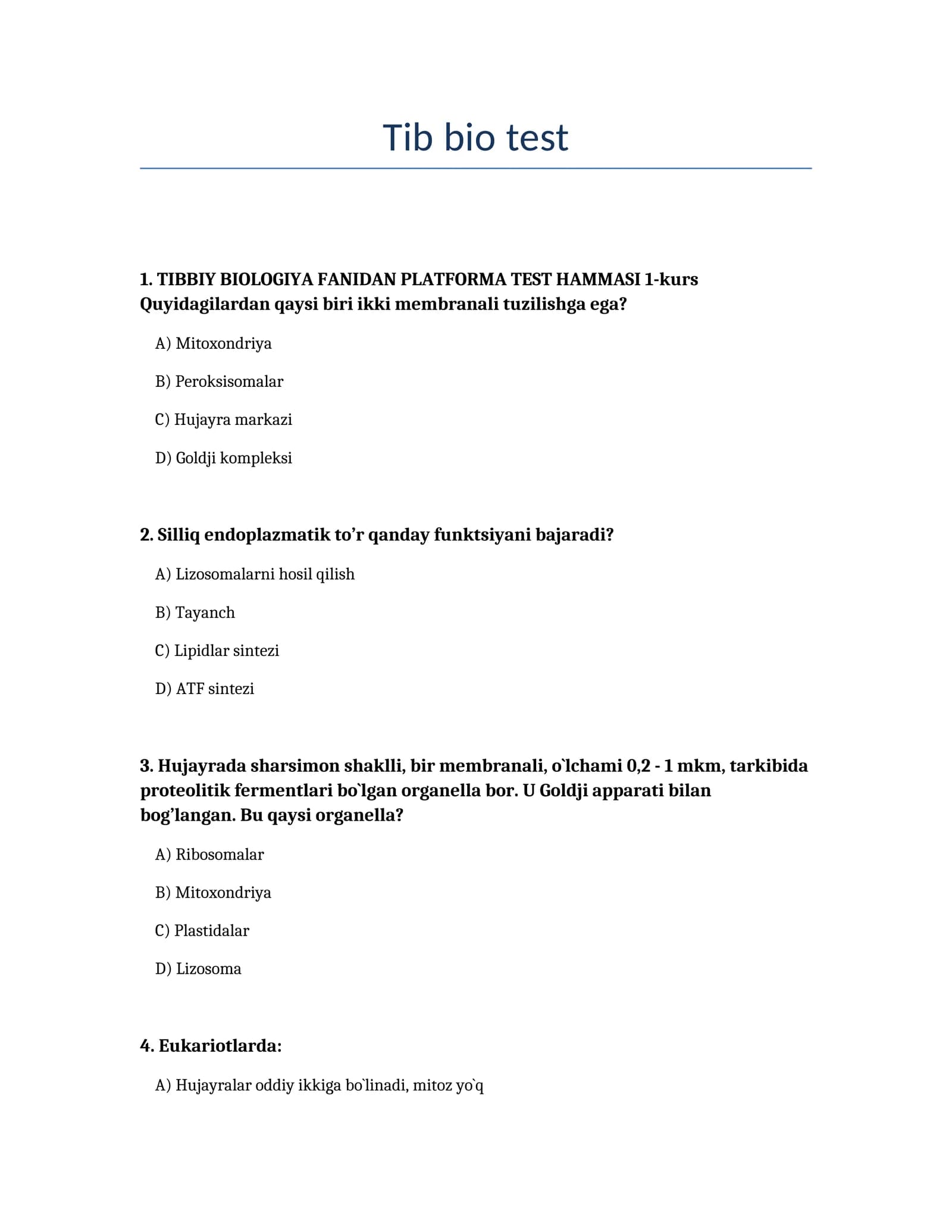 Tib bio test