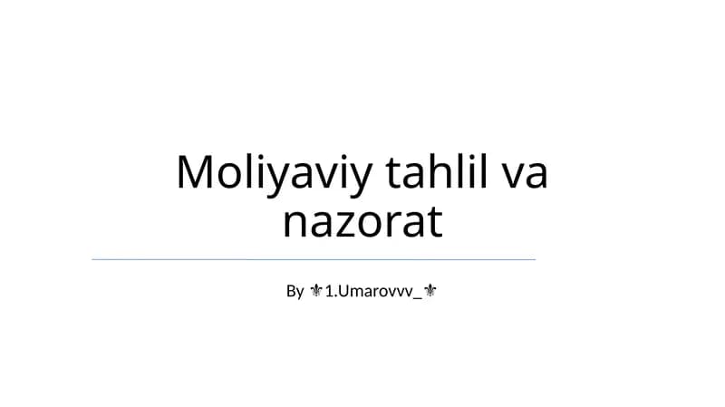 Moliyaviy tahlil va nazorat