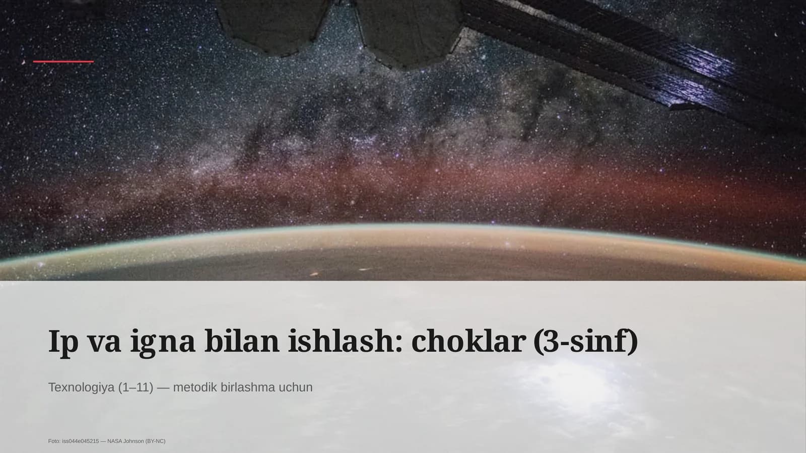 Ip va igna bilan ishlash: choklar (3-sinf)