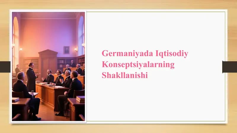 Germaniyada iqtisodiy konseptsiyalarning shakllanishi