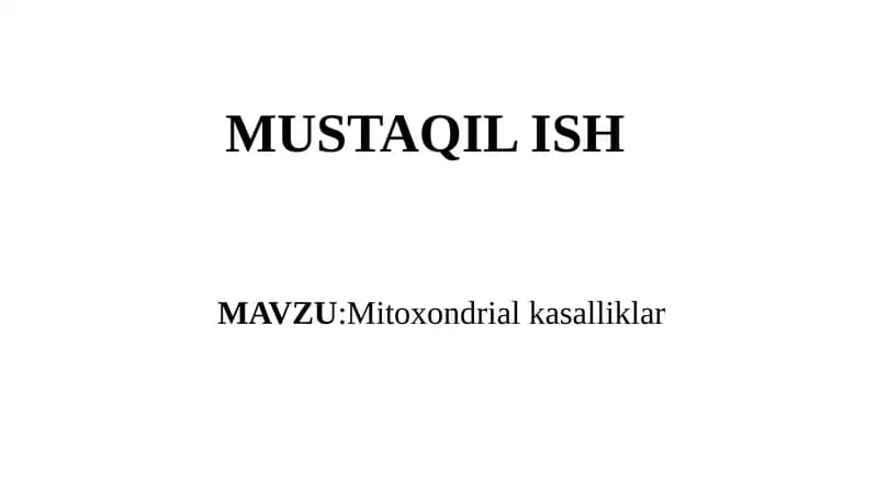 Mitoxondrialkasalliklar