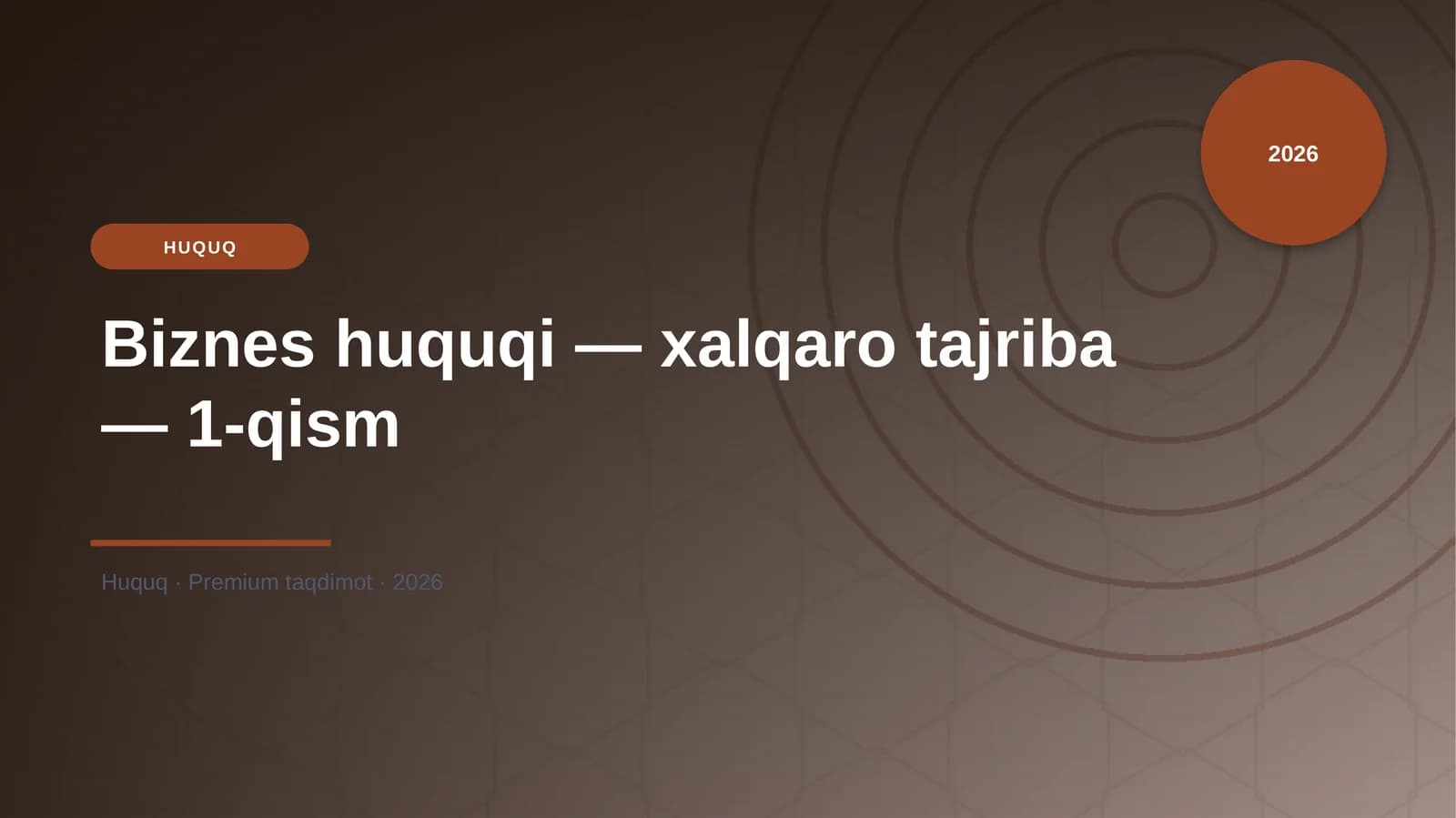 Biznes huquqi — xalqaro tajriba — 1-qism