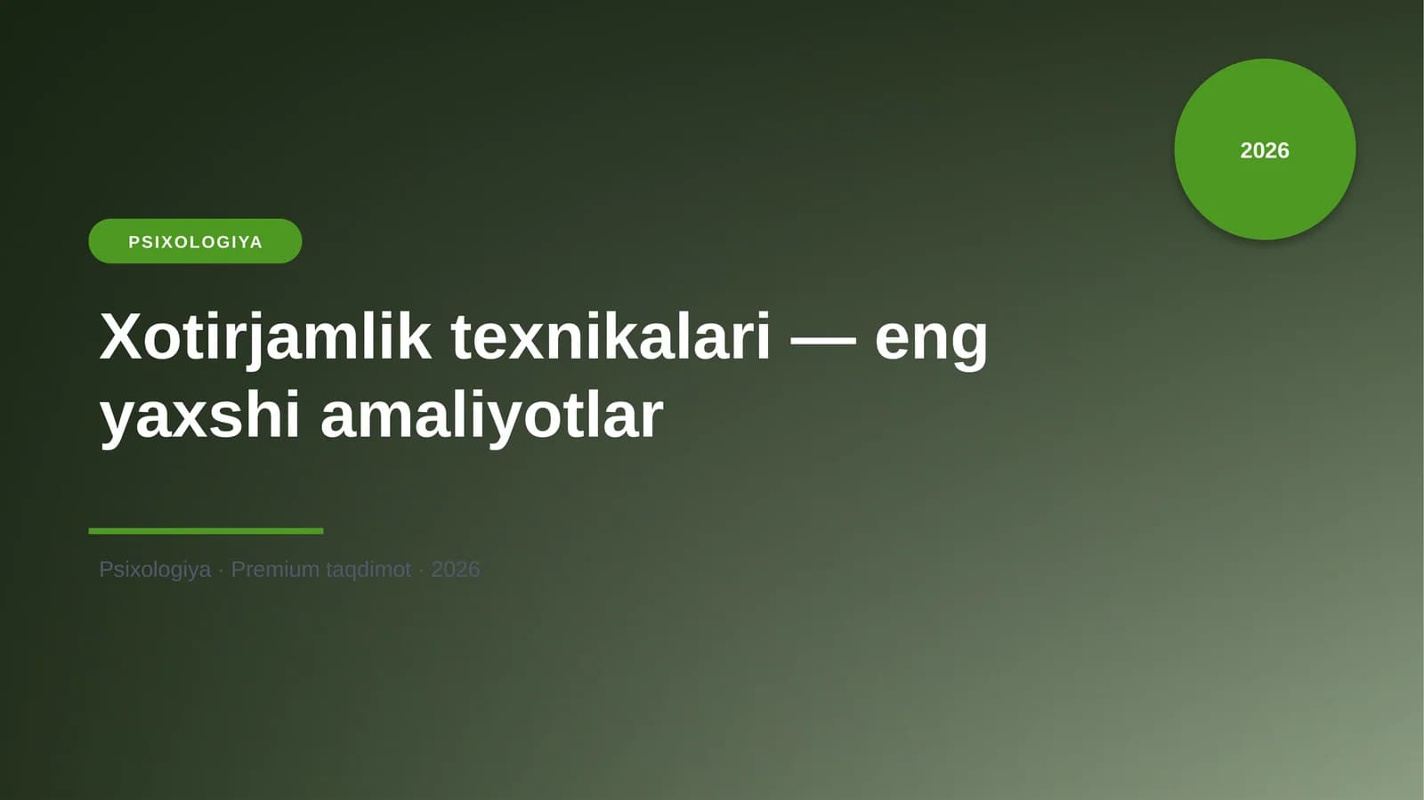Xotirjamlik texnikalari — eng yaxshi amaliyotlar