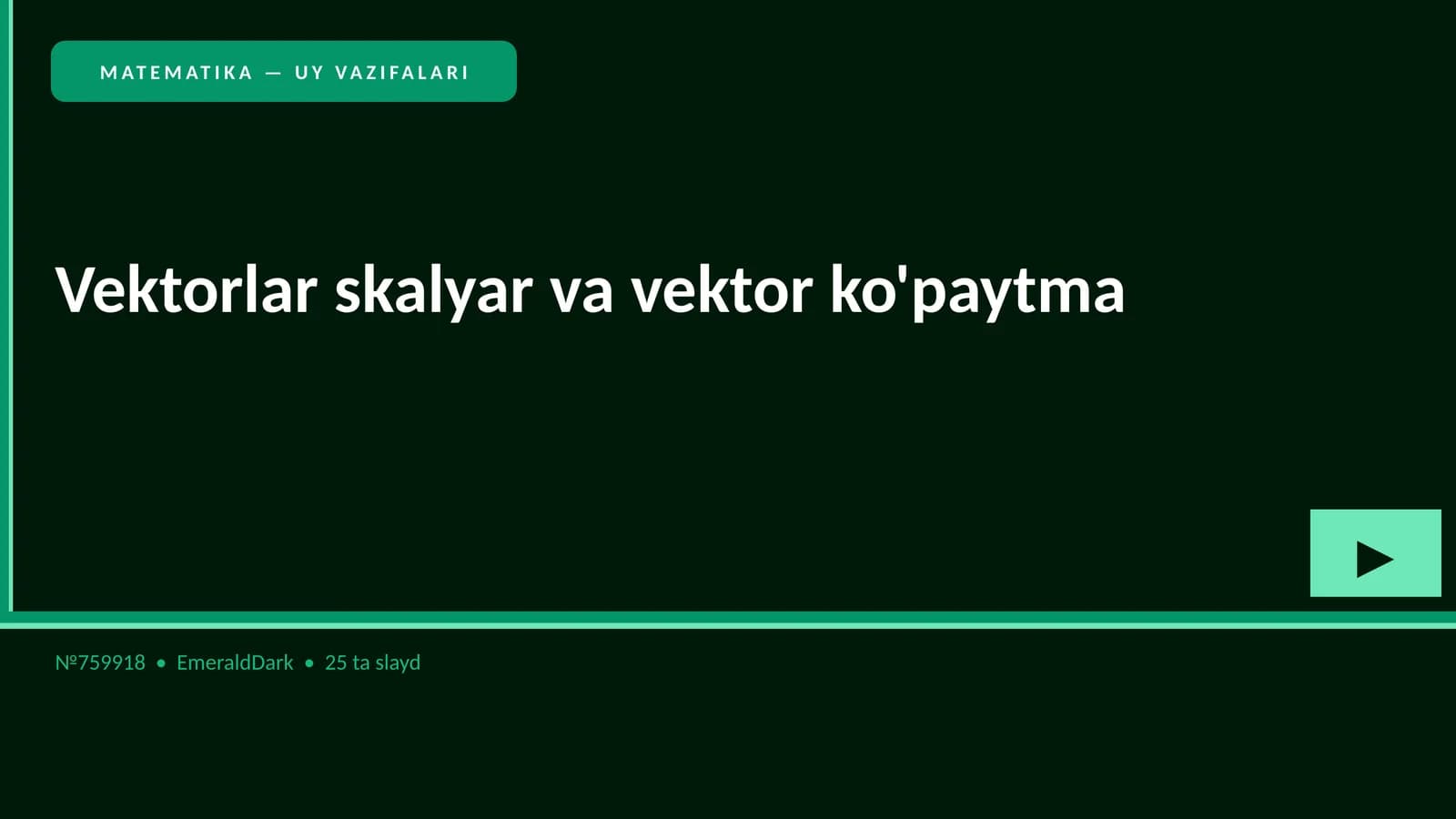 MATEMATIKA — UY VAZIFALARI