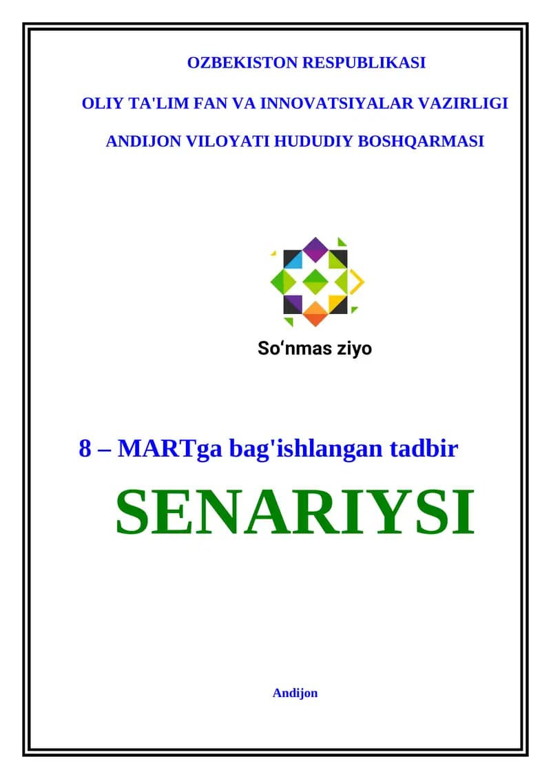 8-martga bag’ishlangan tadbir senariy