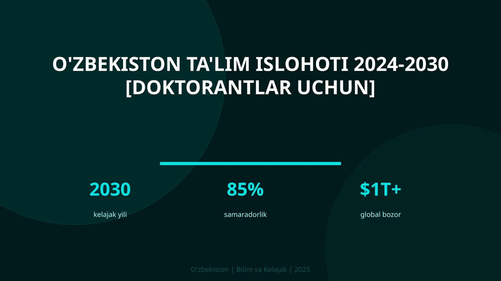 O'zbekiston ta'lim islohoti 2024-2030 [doktorantlar uchun]