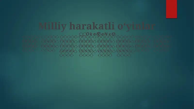 Milliy harakatli oʻyinlar