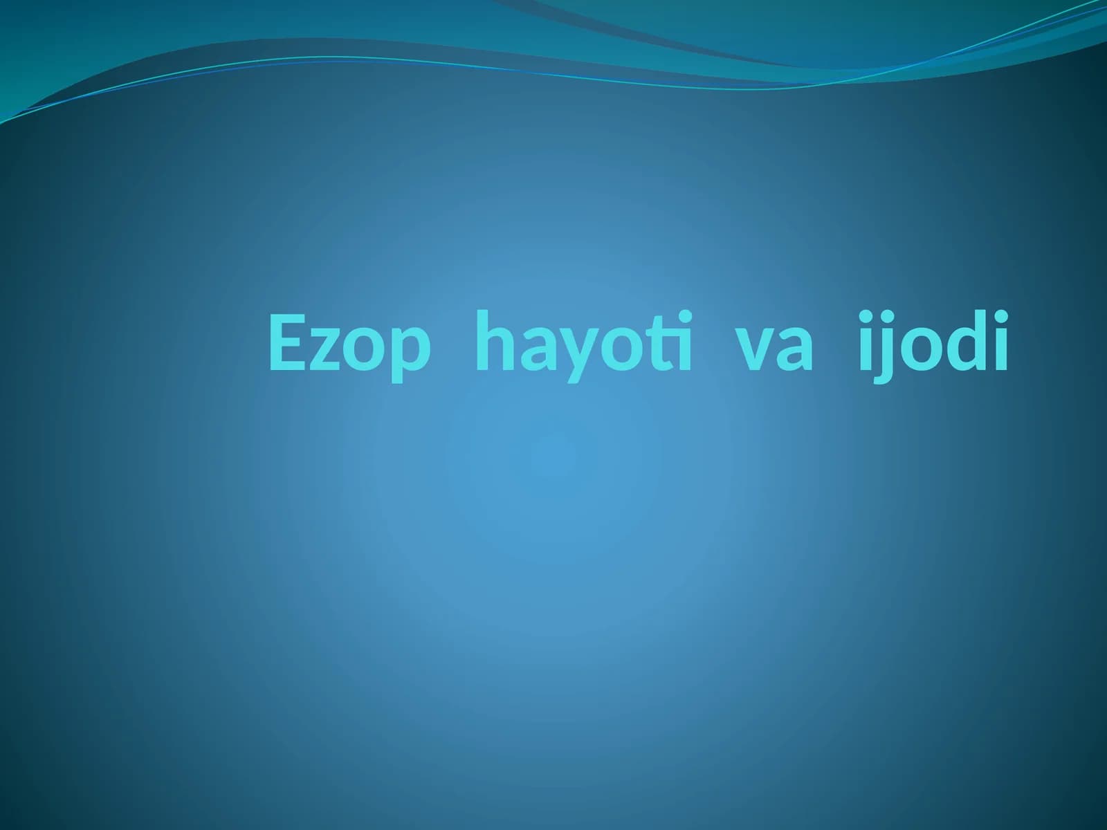 Ezop hayoti va ijodi