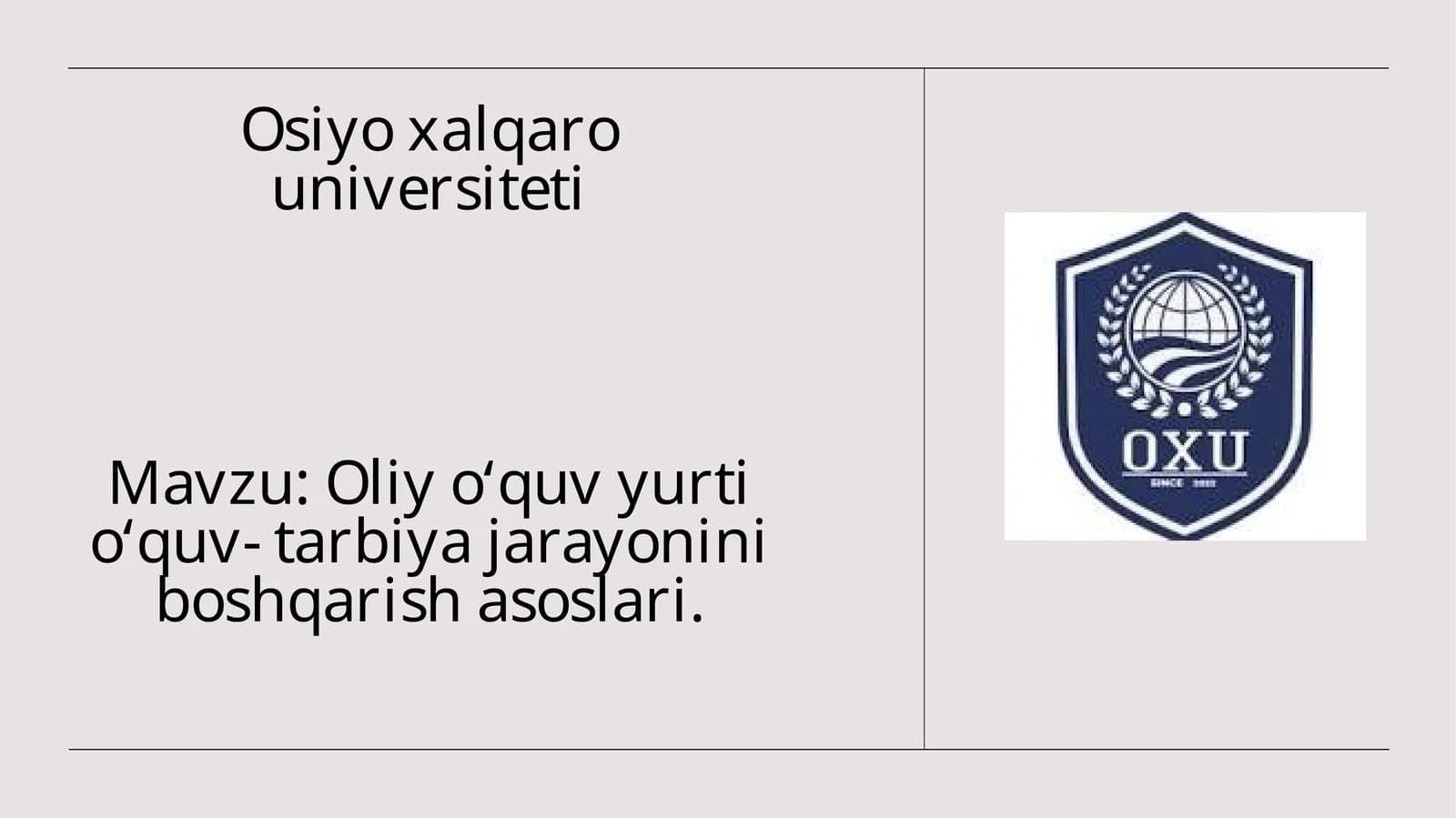 Oliyoʻquv-yurtioʻquv-tarbiya jarayonini boshqarish asoslari