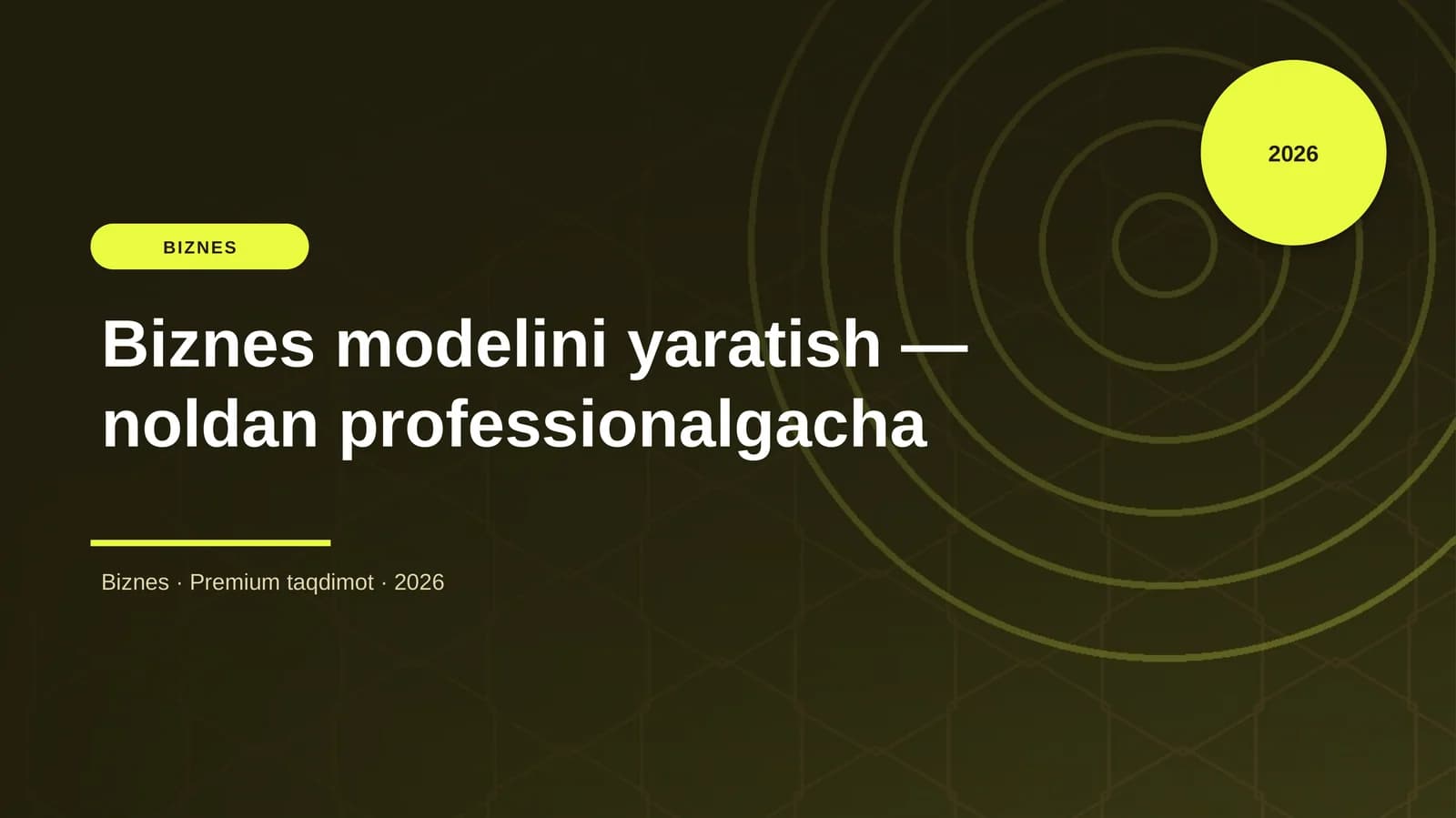 Biznes modelini yaratish — noldan professionalgacha
