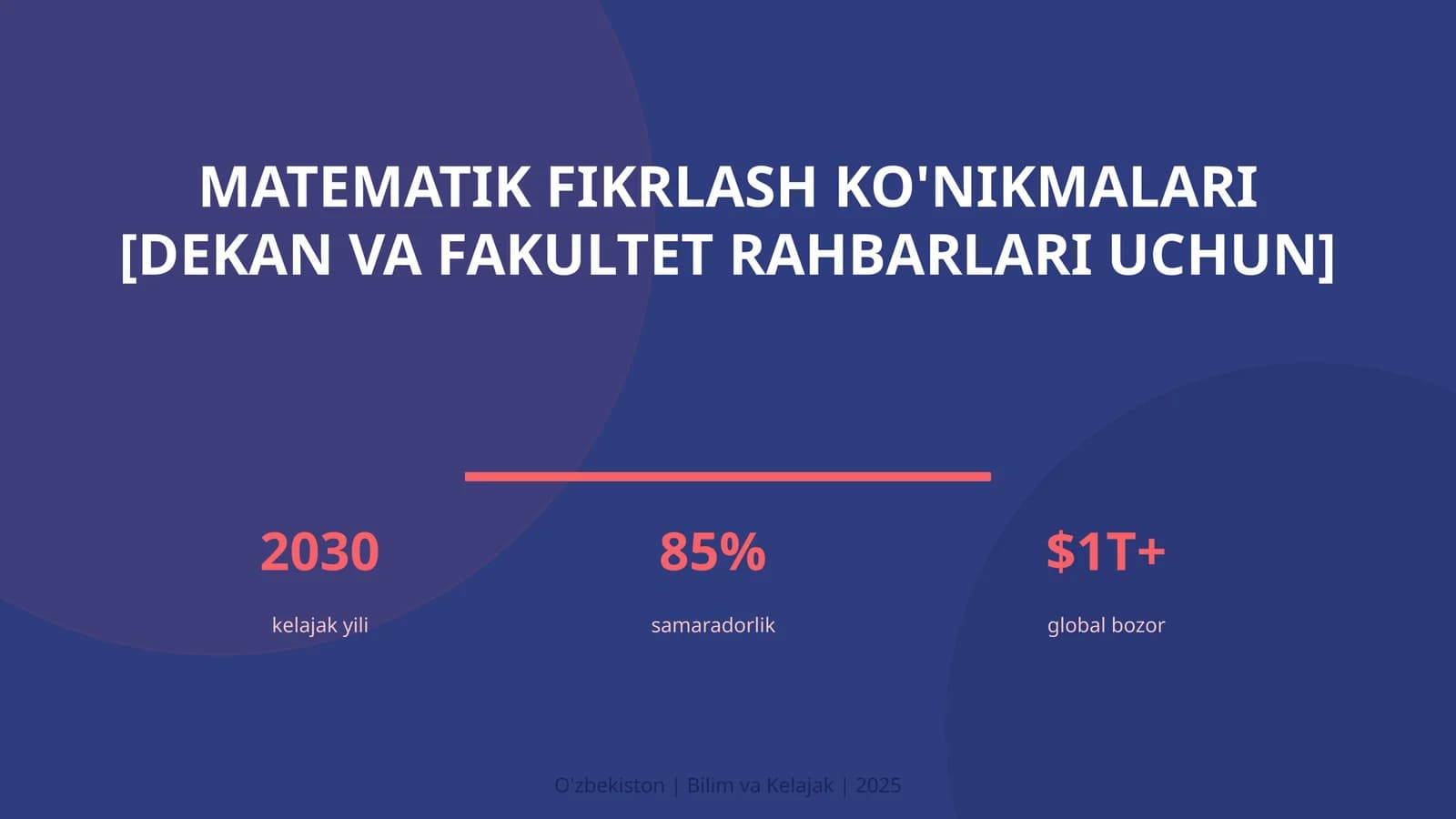 Matematik fikrlash ko'nikmalari [dekan va fakultet rahbarlari uchun]