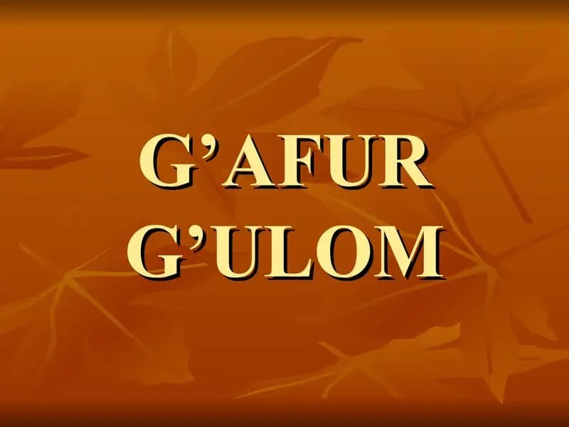 G'afur G'ulomning hayoti va ijodi