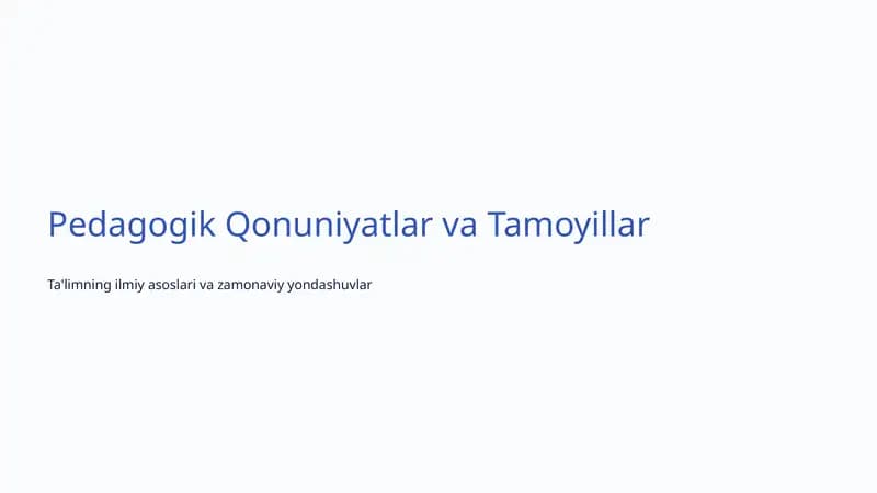 Pedagogik Qonuniyatlar va Tamoyillar