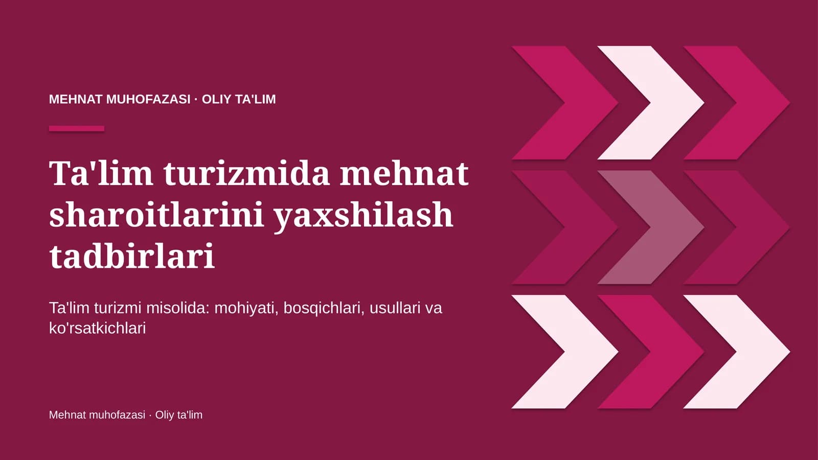 ta'lim turizmida mehnat sharoitlarini yaxshilash tadbirlari 5325