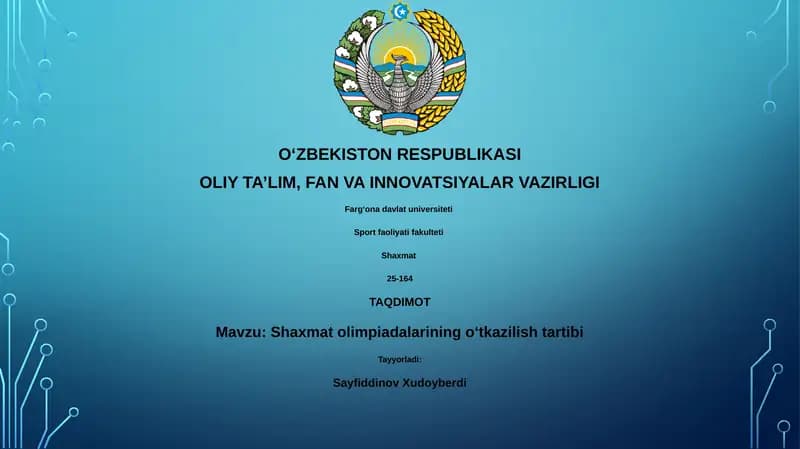 Shaxmat olimpiadalarining oʻtkazilish tartibi