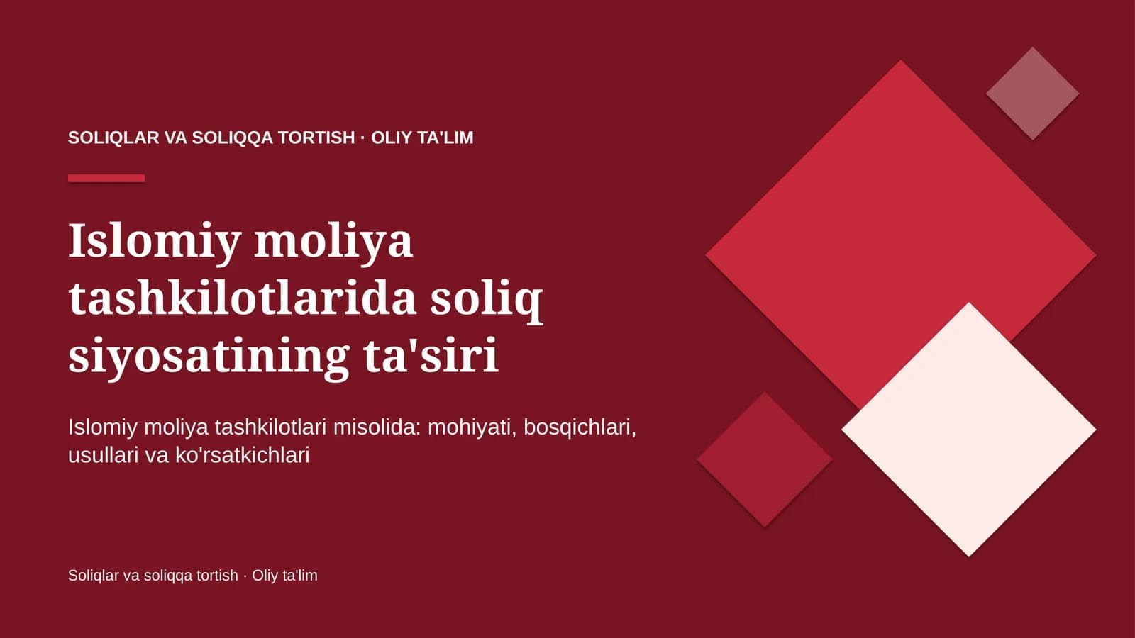 Islomiy moliya tashkilotlarida soliq siyosatining ta'siri