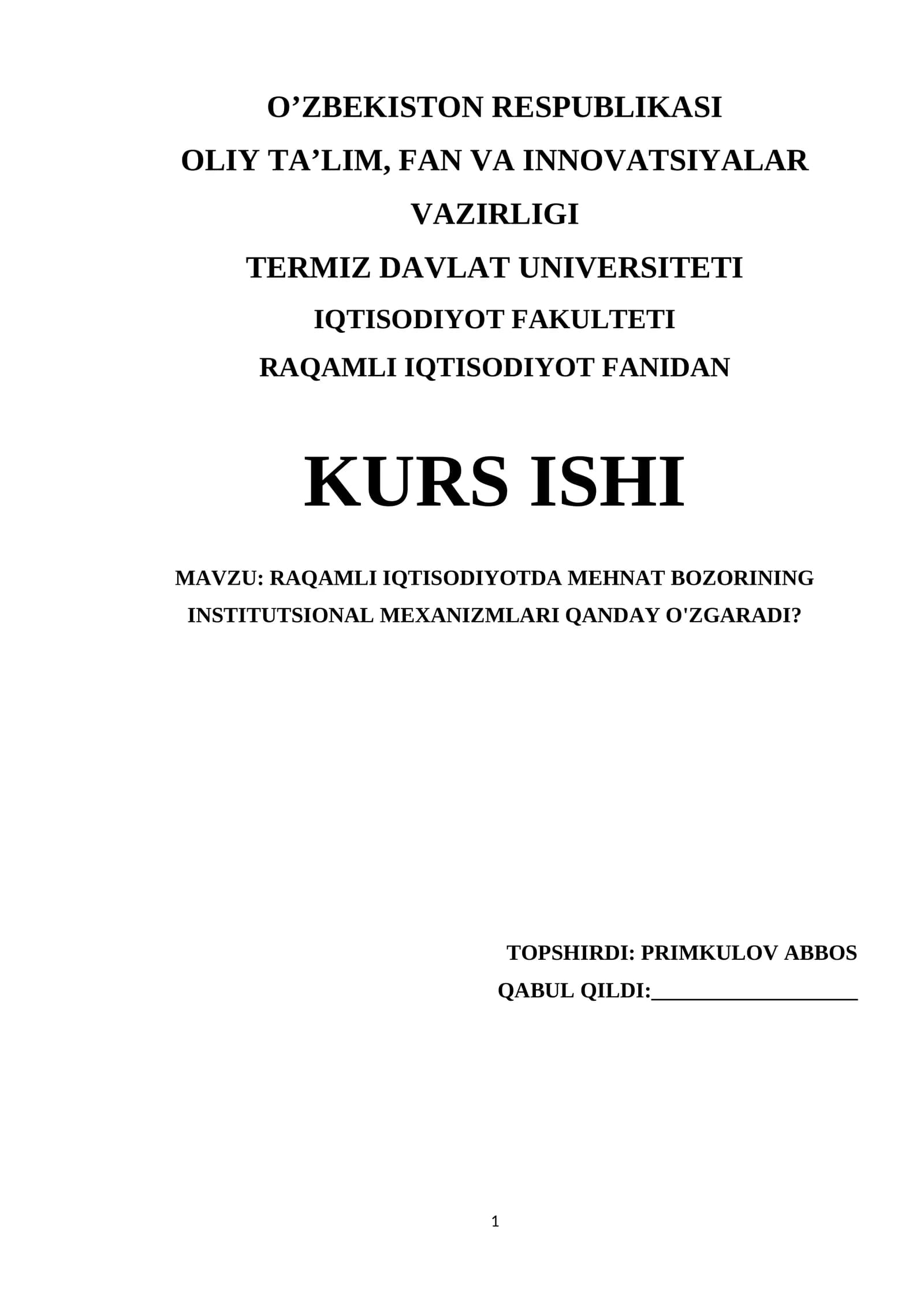 RAQAMLI IQTISODIYOTDA MEHNAT BOZORINING INSTITUTSIONAL MEXANIZMLARI QANDAY O'ZGARADI?