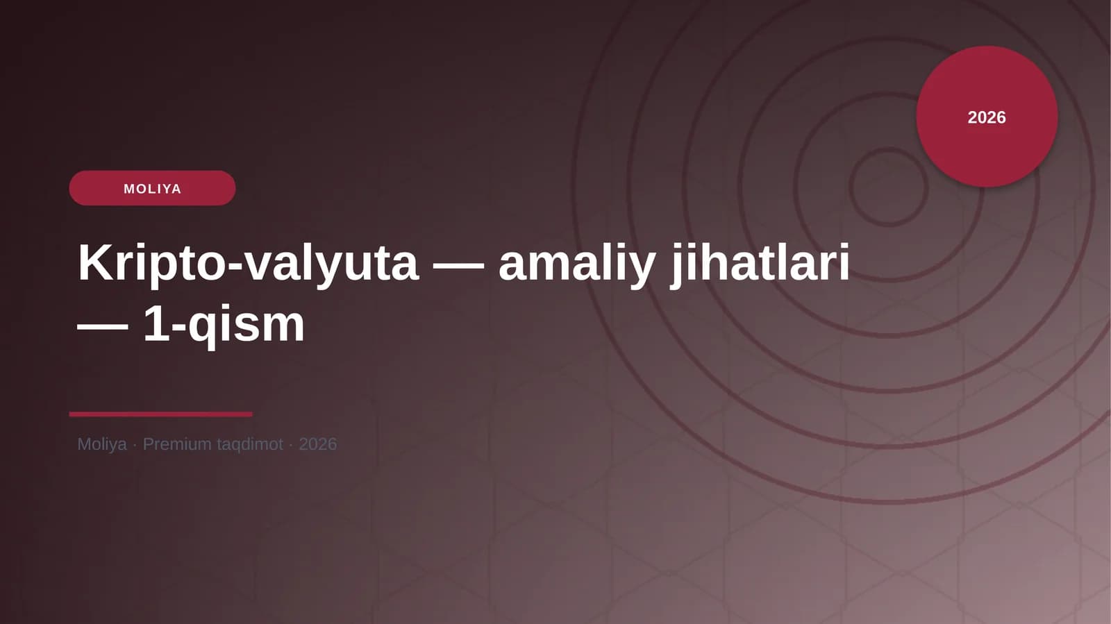 Kripto-valyuta — amaliy jihatlari — 1-qism