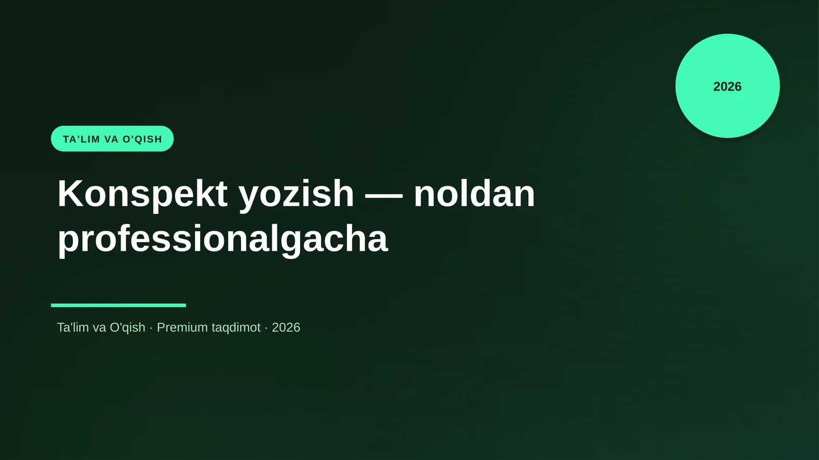 Konspekt yozish — noldan professionalgacha