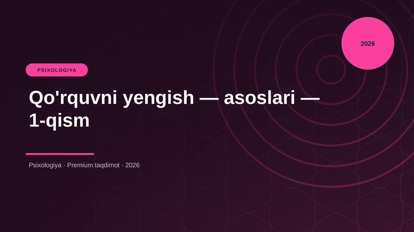 Qo'rquvni yengish — asoslari — 1-qism