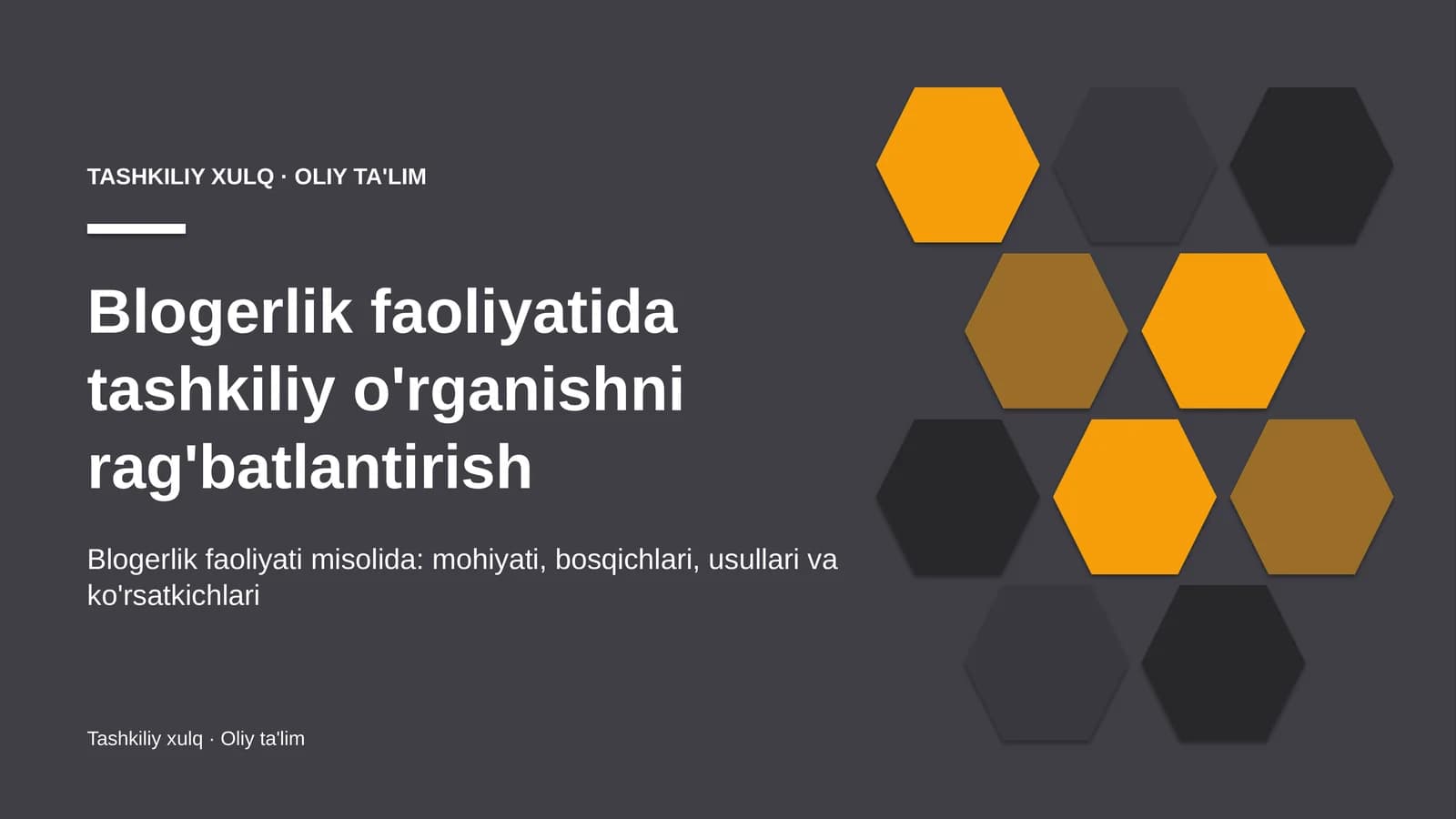 Blogerlik faoliyatida tashkiliy o'rganishni rag'batlantirish
