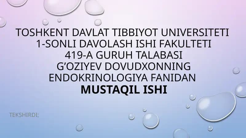 Qandli diabetning surunkali asoratlari