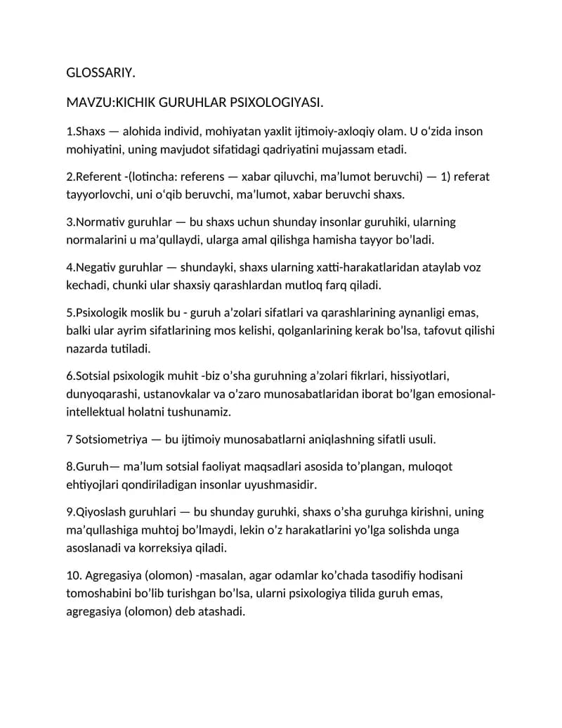 KICHIK GURUHLAR PSIXOLOGIYASI