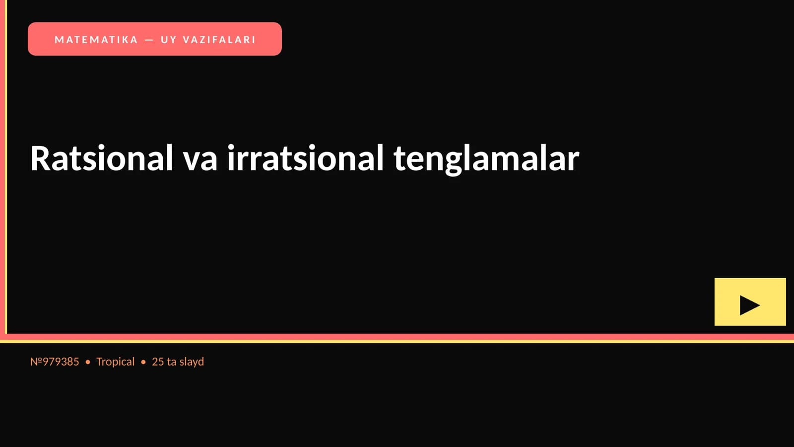 MATEMATIKA — UY VAZIFALARI