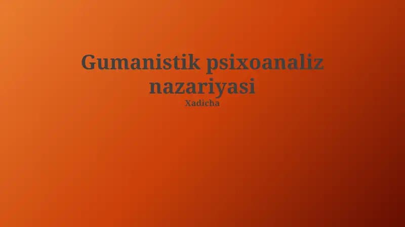 Gumanistik psixoanaliz nazariyasi