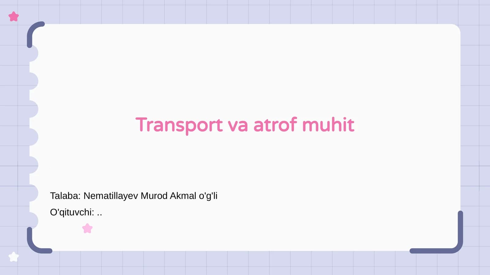Transport va muhit o'rtasidagi munosabatlar