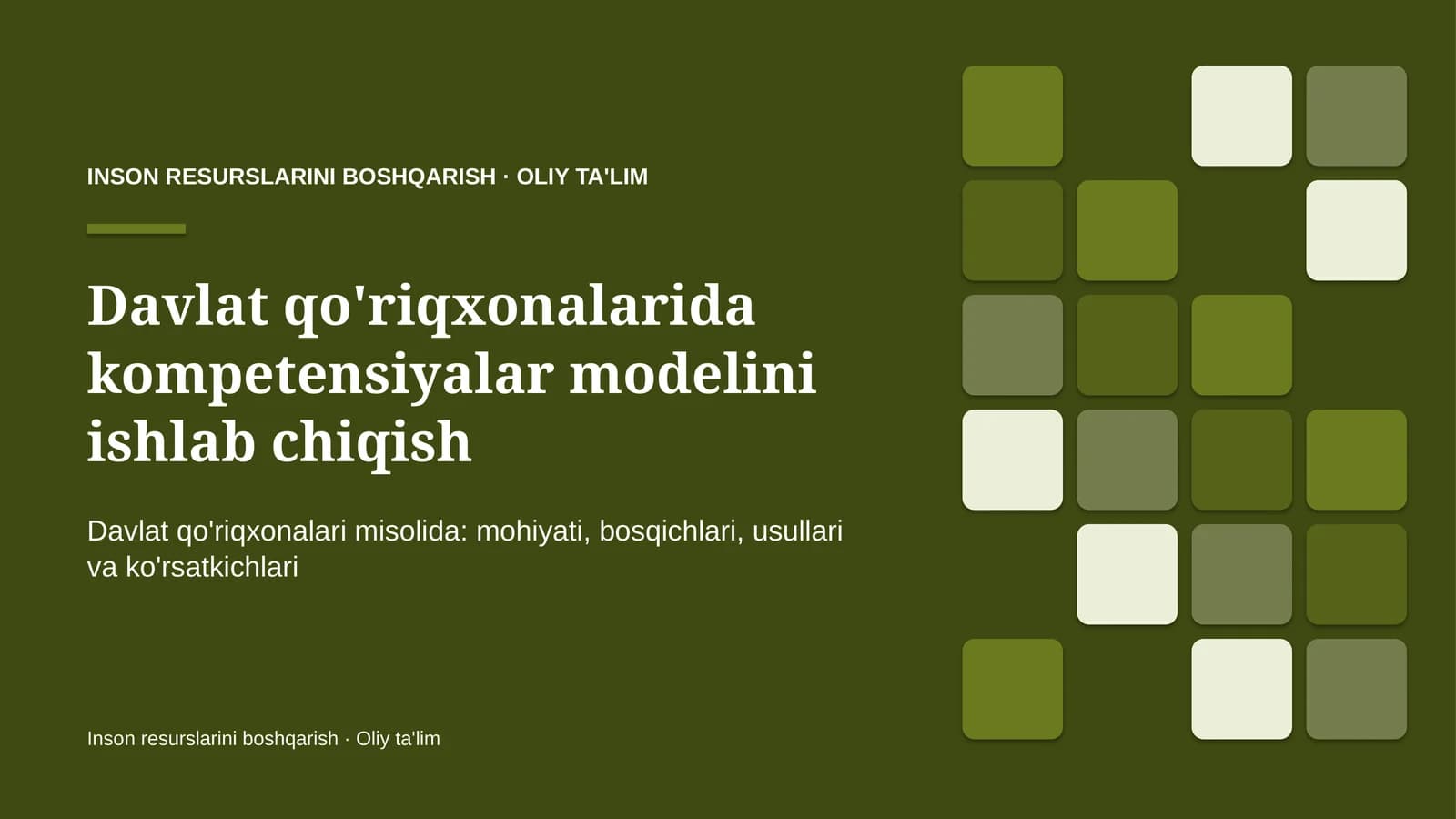 Davlat qo'riqxonalarida kompetensiyalar modelini ishlab chiqish