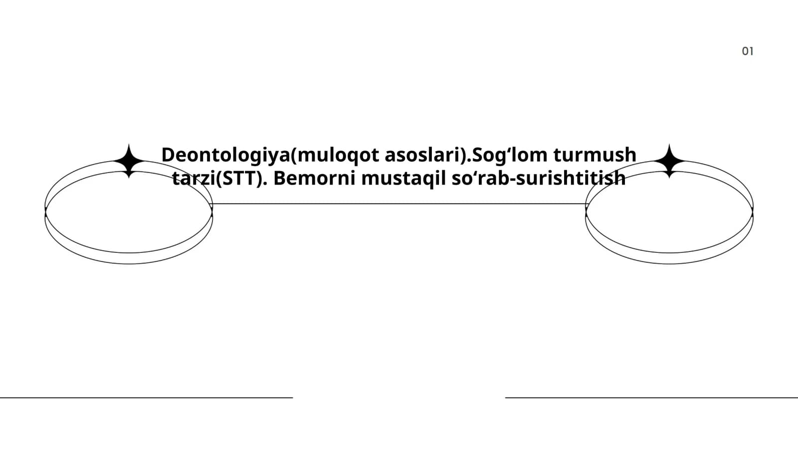 Deontologiya(muloqot asoslari).Sogʻlom turmush tarzi(STT). Bemorni mustaqil soʻrab-surishtitish