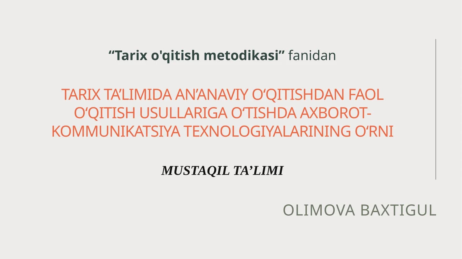 Tarix o'qitish metodikasi
