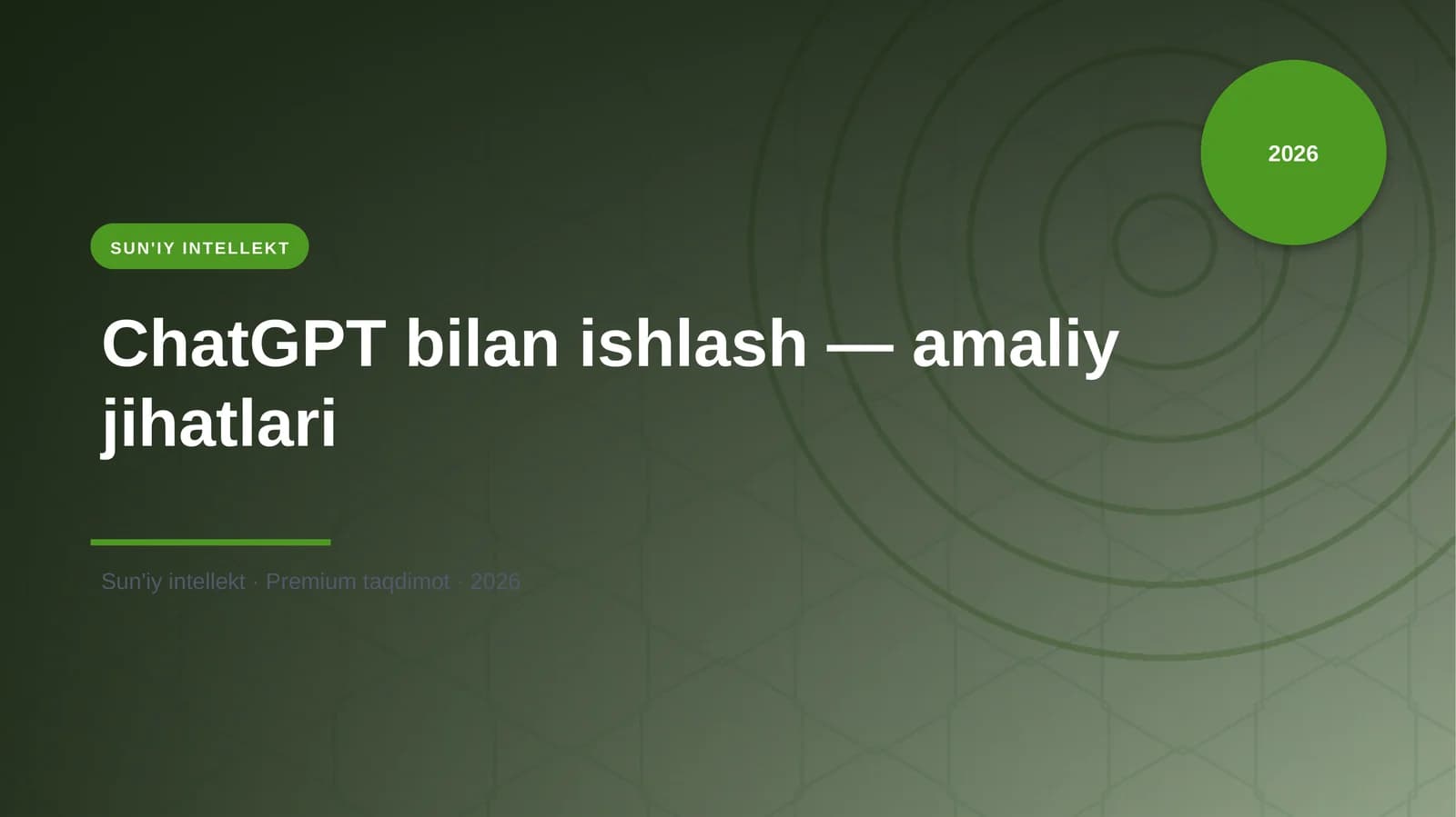ChatGPT bilan ishlash — amaliy jihatlari
