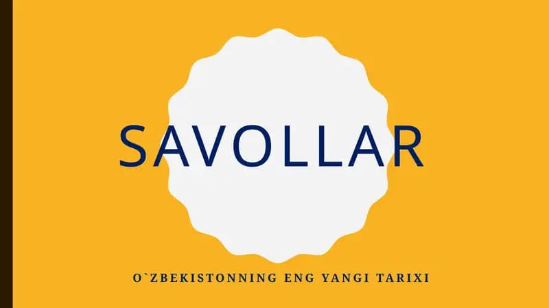O`zbekistonning eng yangi tarixi