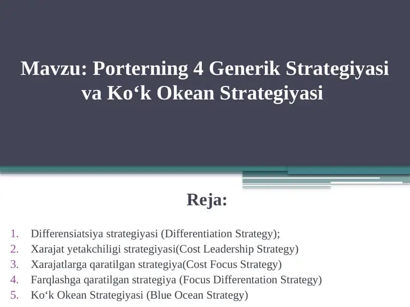 Porterning Genrik Strategiyalari