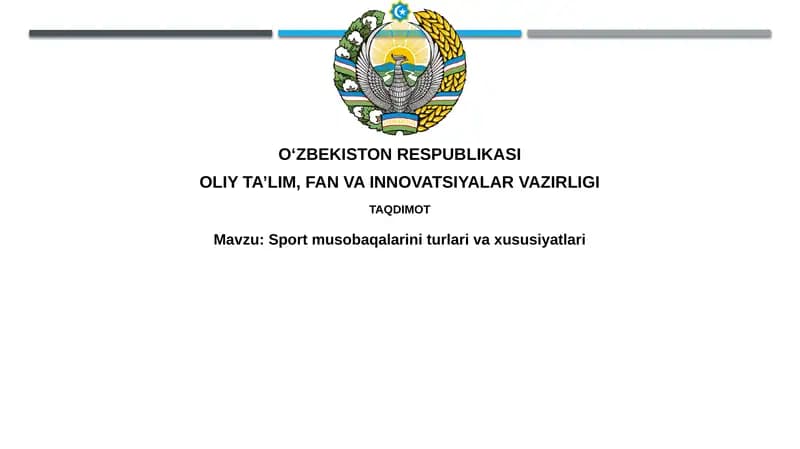 Sport musobaqalarining turlari va tasnifi