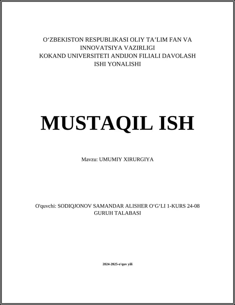 UMUMIY XIRURGIYA
