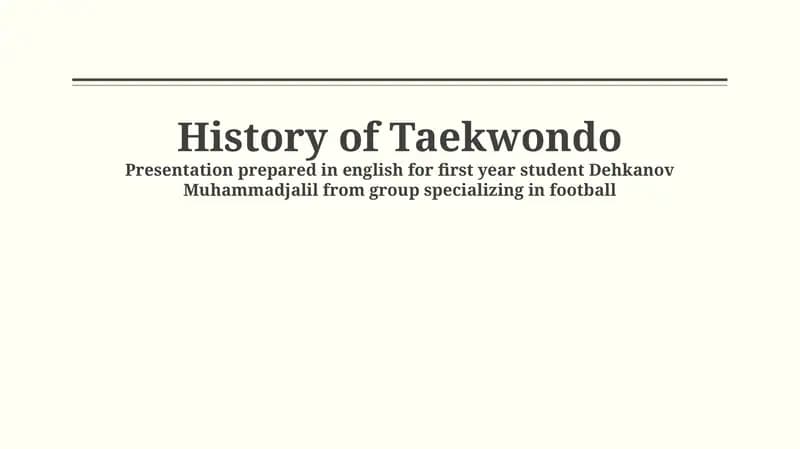 History of Taekwondo