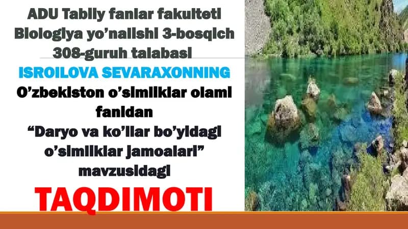 Daryovako’llar bo’yidagi o’simliklar jamoalarining ekologik vazifalari