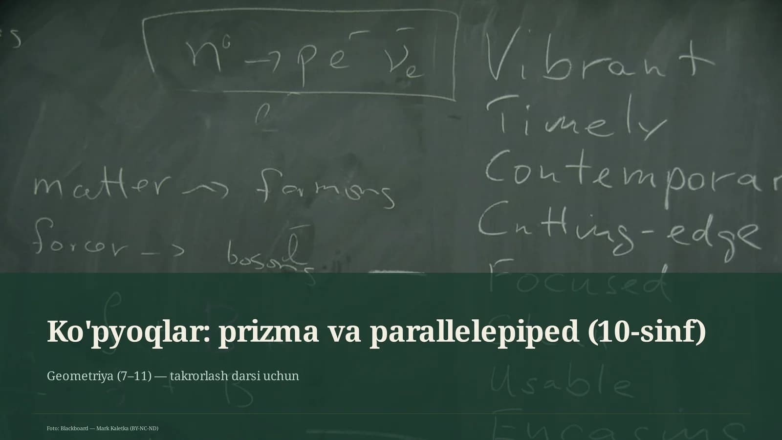 Ko'pyoqlar: prizma va parallelepiped (10-sinf)