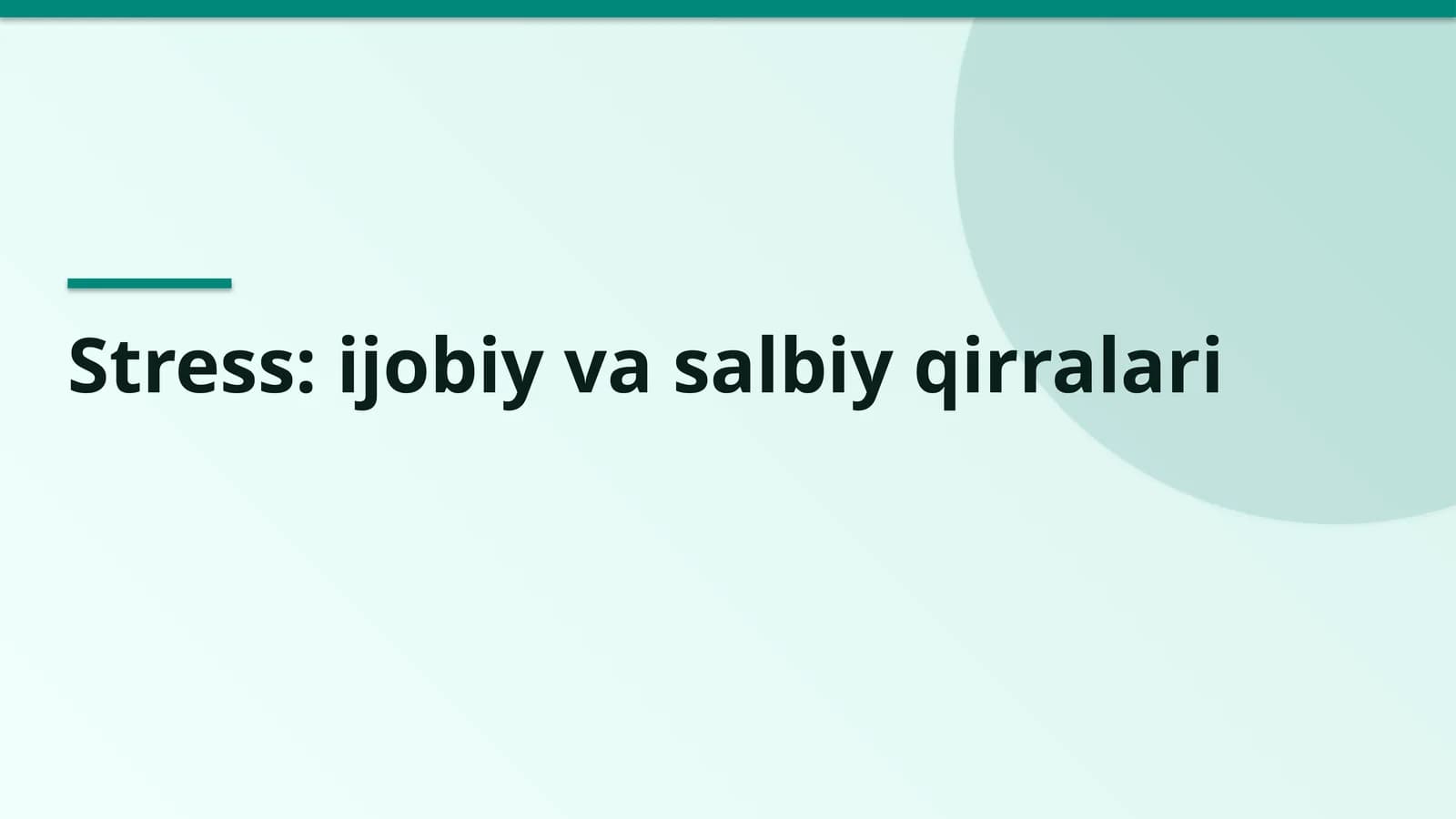 stressni ijobiy va salbiy qirralari