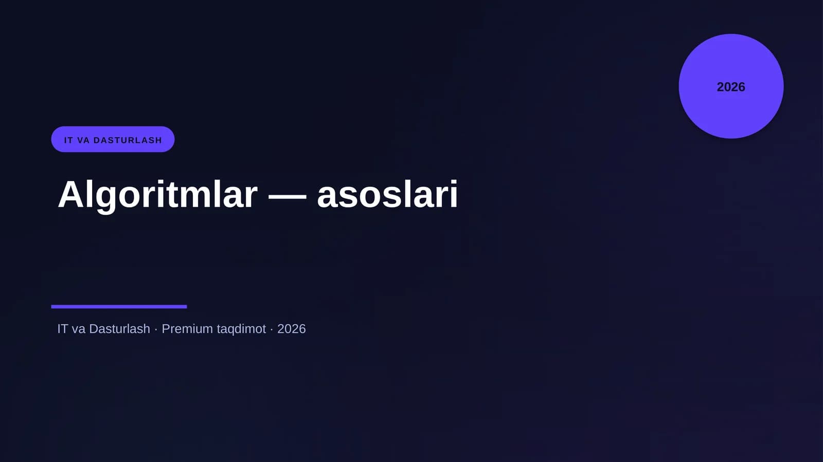 Algoritmlar — asoslari