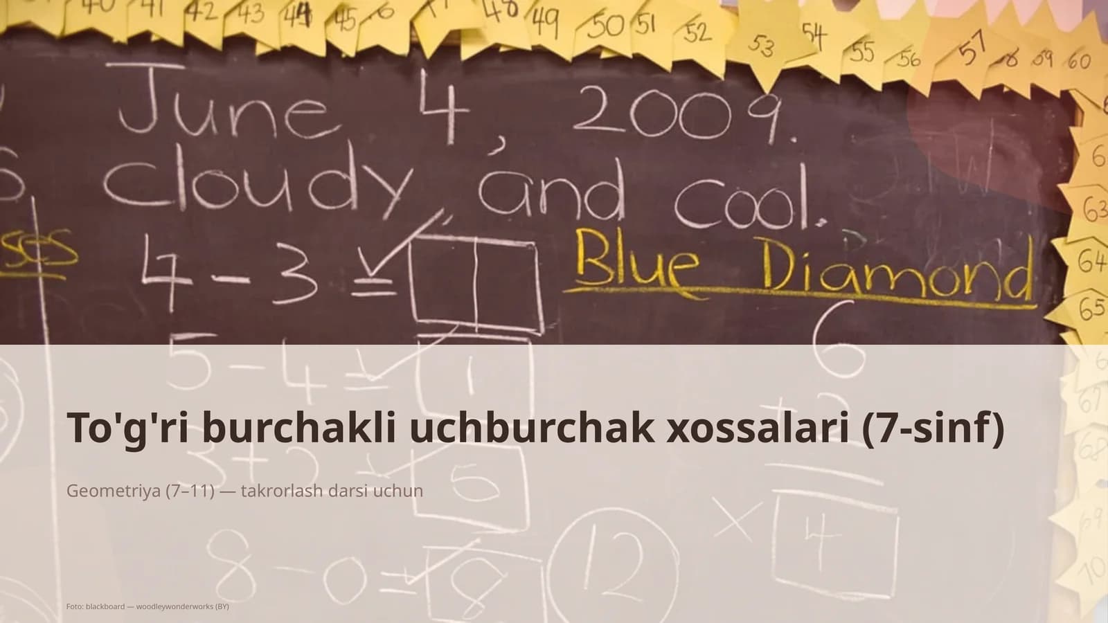 To'g'ri burchakli uchburchak xossalari (7-sinf)