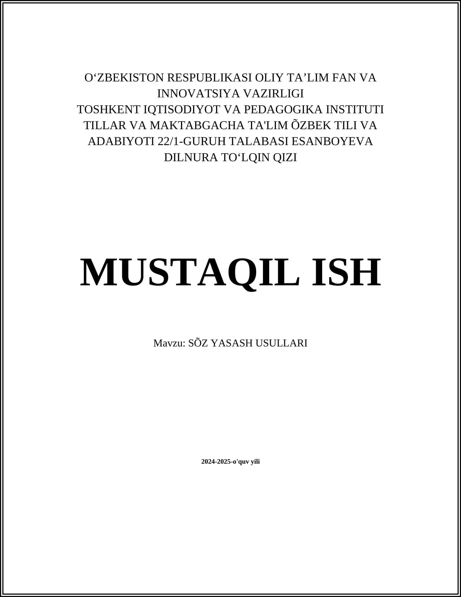 SÕZ YASASH USULLARI