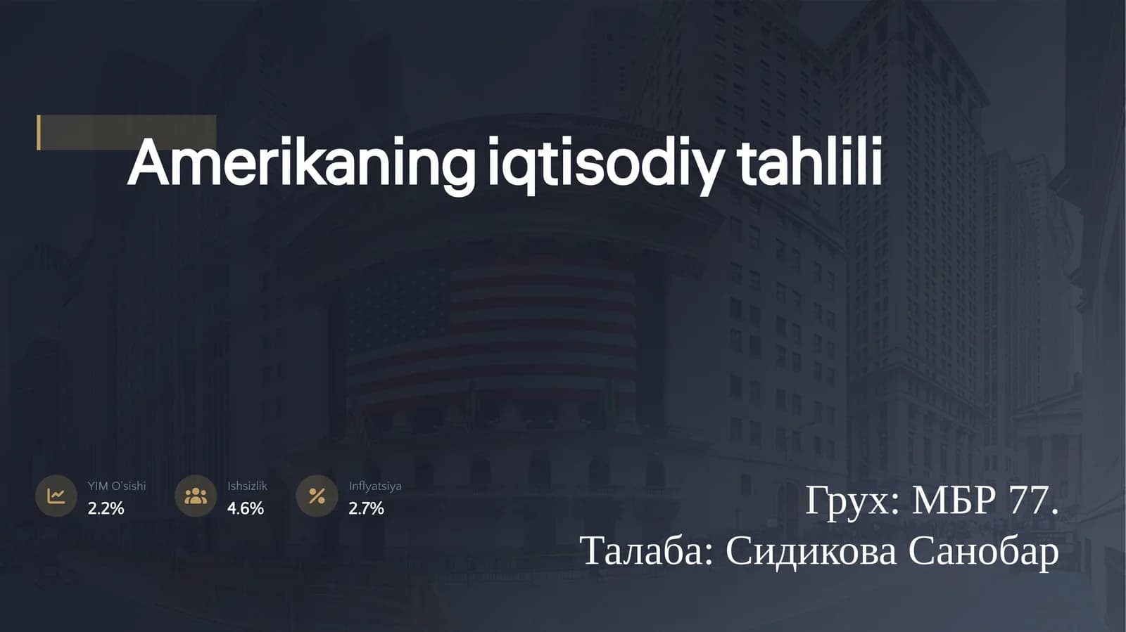 Amerika iqtisodiy tahlili