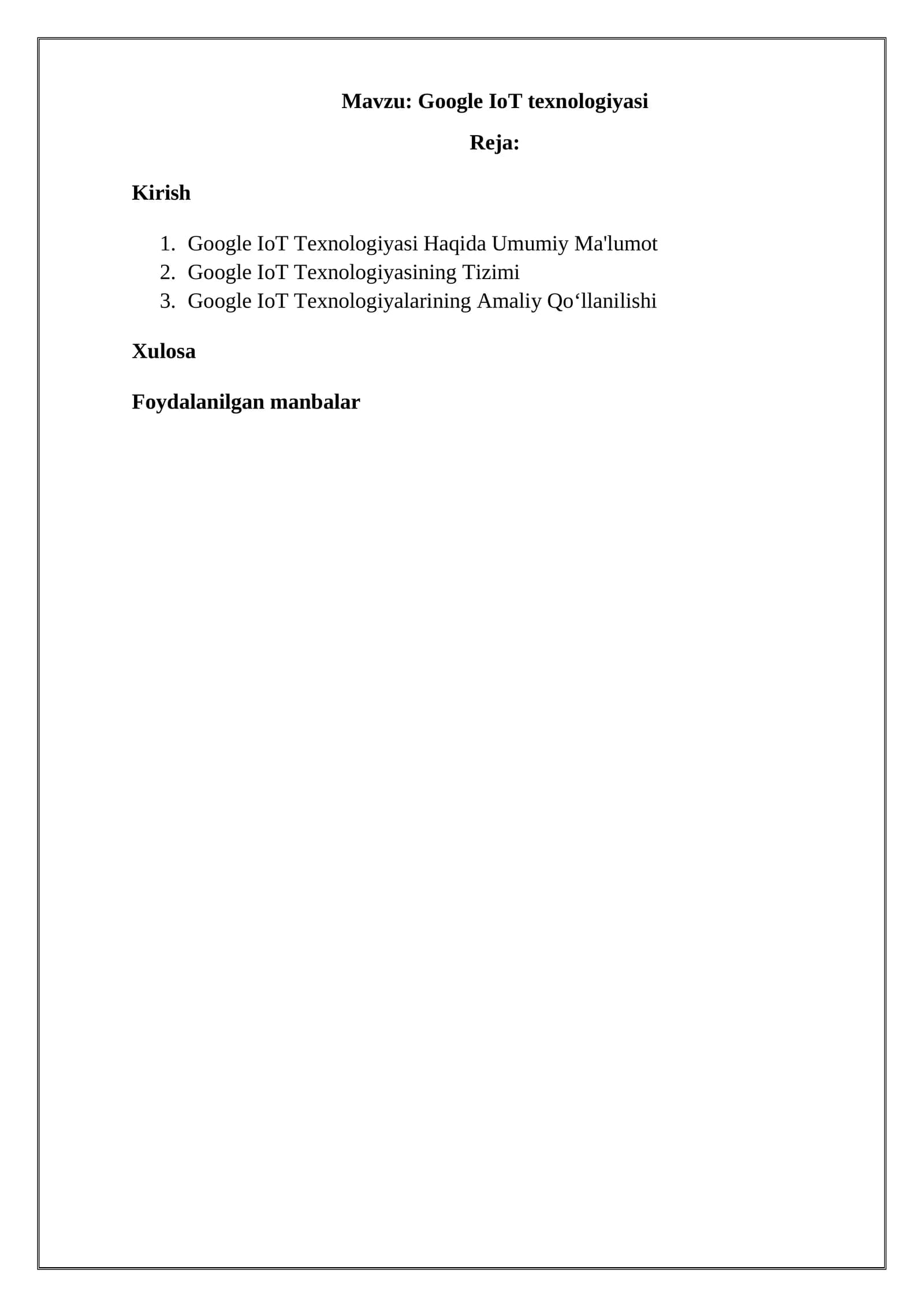 Google IoT Texnologiyasi